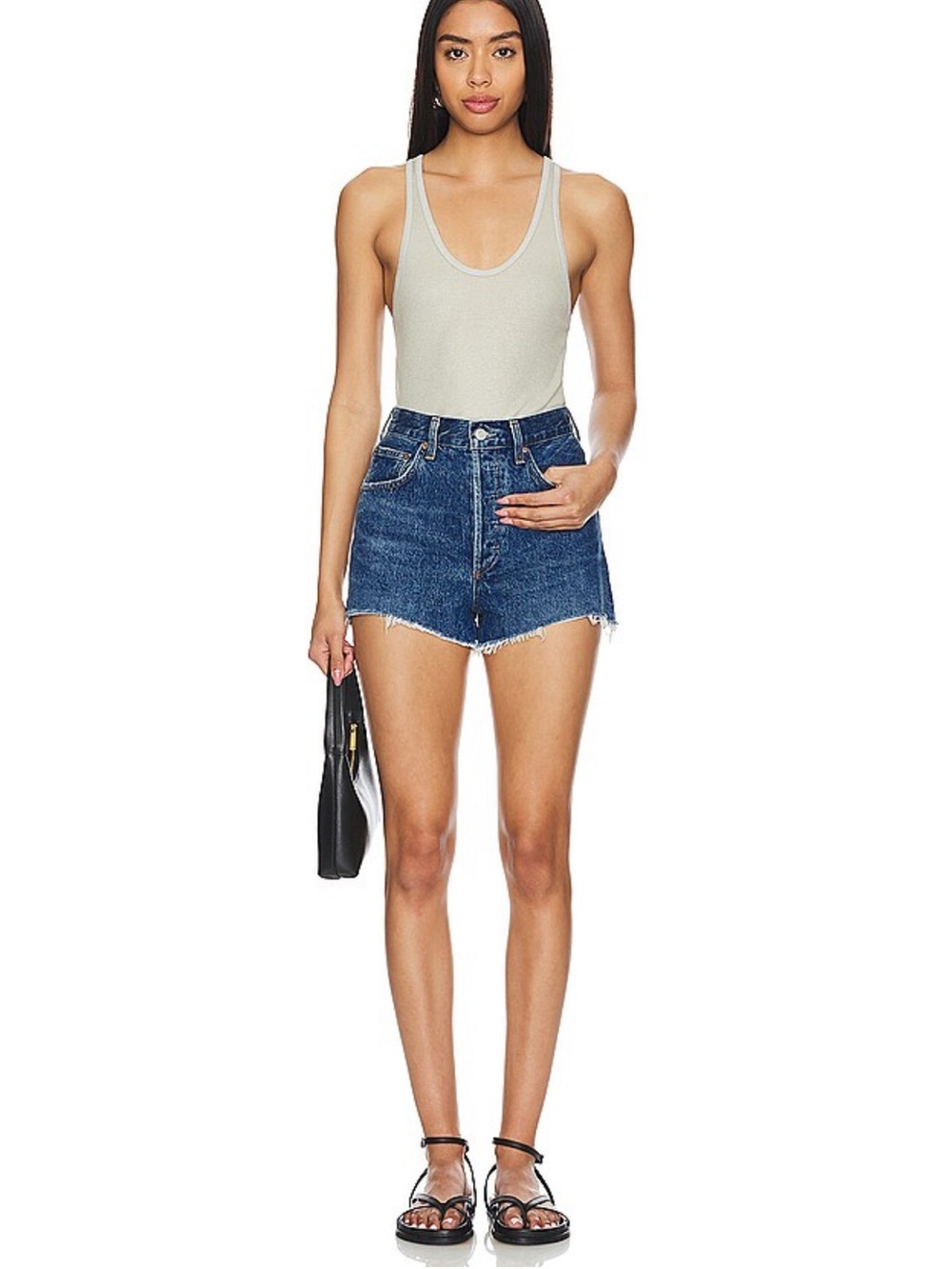 AGOLDE Mila Dark Wash High Rise Cutoff Denim Shorts Size 23 Organic Cotton